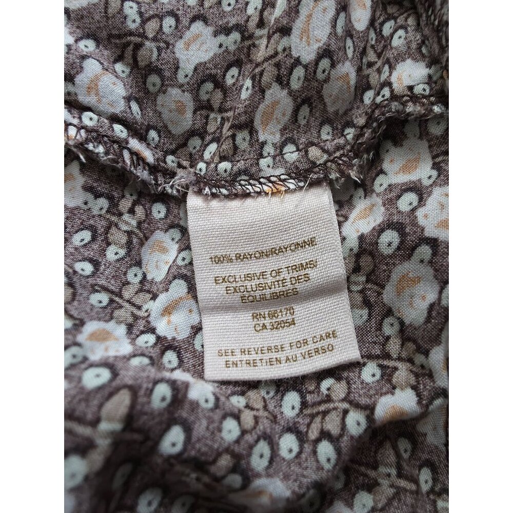 Free People Boho Brown Floral Midi Rayon Skirt With Geometric Accent Sz S - Picture 5 of 6